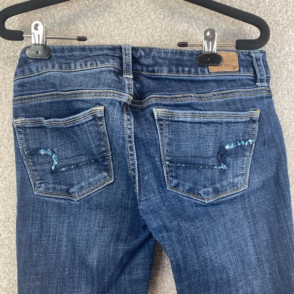 American Eagle skinny kick jeans size 6 low rise pocket glitter y2k flare - Picture 7 of 10